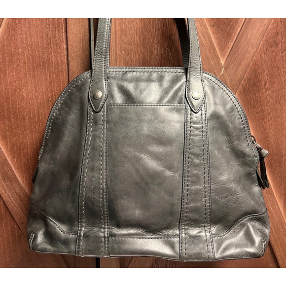 Women's Frye Leather Hand Painted Satchel Gray Skull Floral Medium Upcycled - Picture 3 of 6